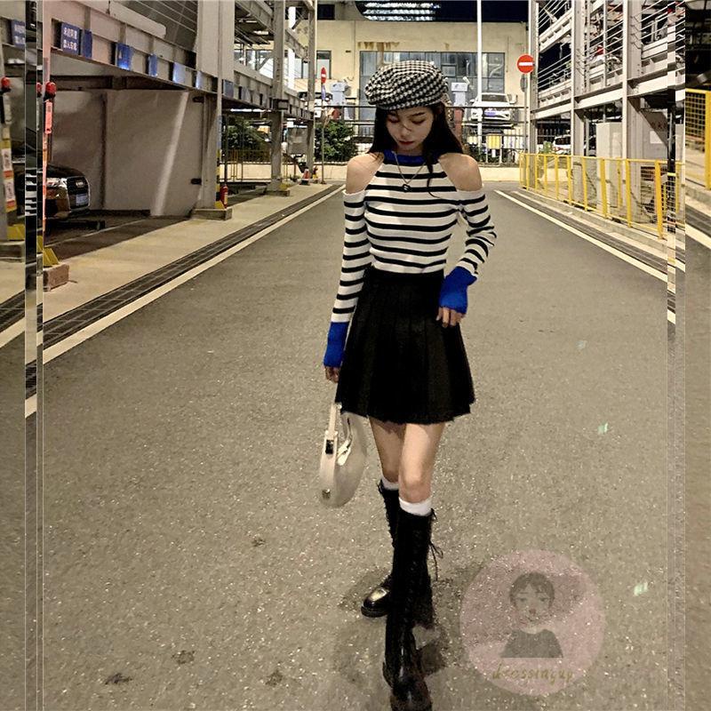 Áo Thun Dài Tay Cổ Tròn Họa Tiết Sọc Ngang Thời Trang Dành Cho Nữ