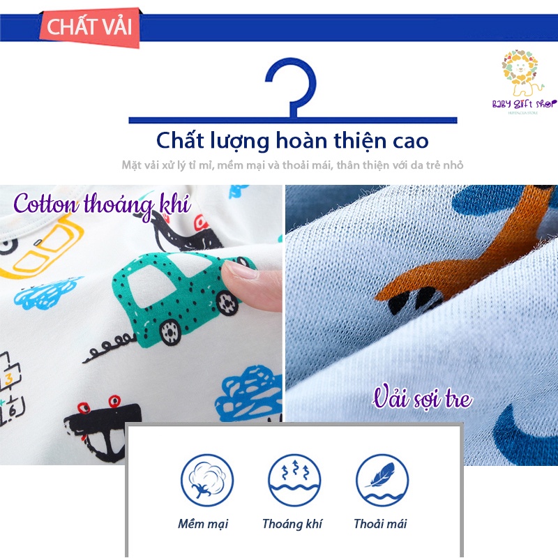 Quần áo dài tay trẻ em bộ ngủ nằm điều hoà cho bé chất cotton mịn bộ sợi tre thoáng khí mẫu mới 2022