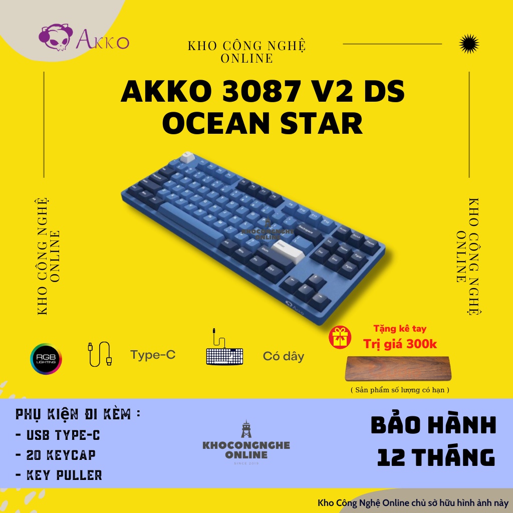 [Mã 33ELSALE hoàn 7% đơn 300K] Bàn phím cơ AKKO 3087 v2 DS Ocean Star