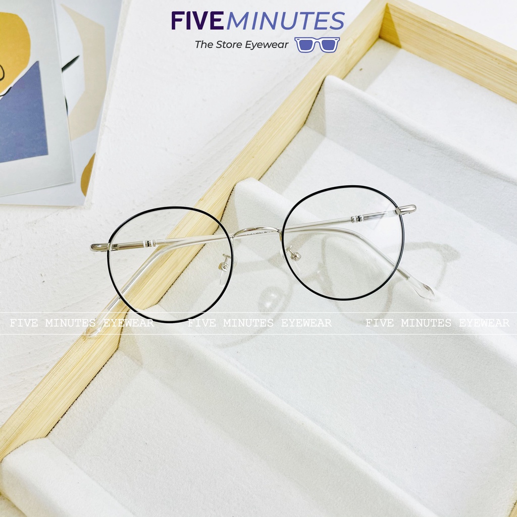 Gọng kính nam nữ, kim loại mảnh nhẹ dáng tròn 5281 Siêu xinh và dễ đeo - Kính Mắt Five Minutes