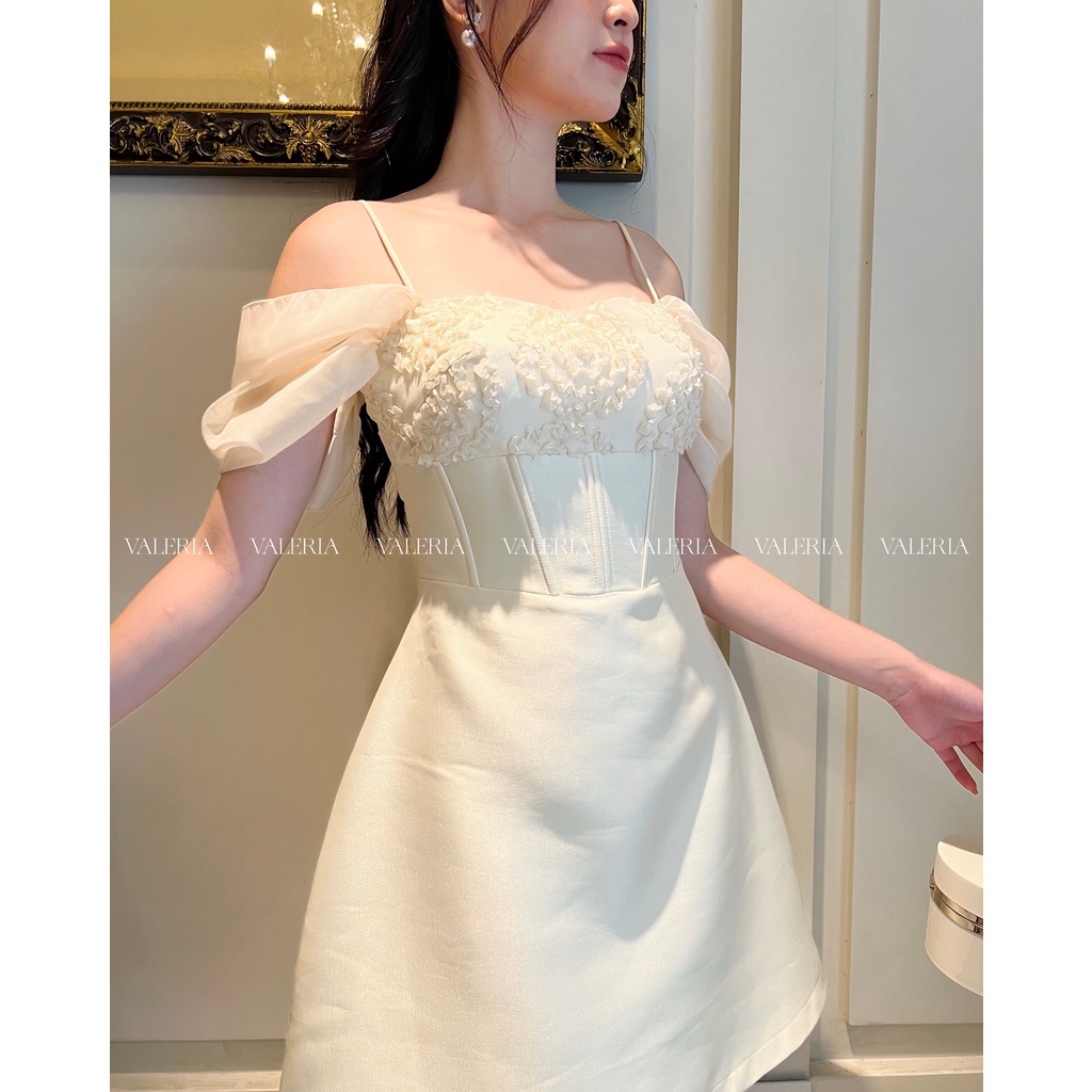 Váy tafta eo corset phối ren ngực tiểu thư Jolie Dress