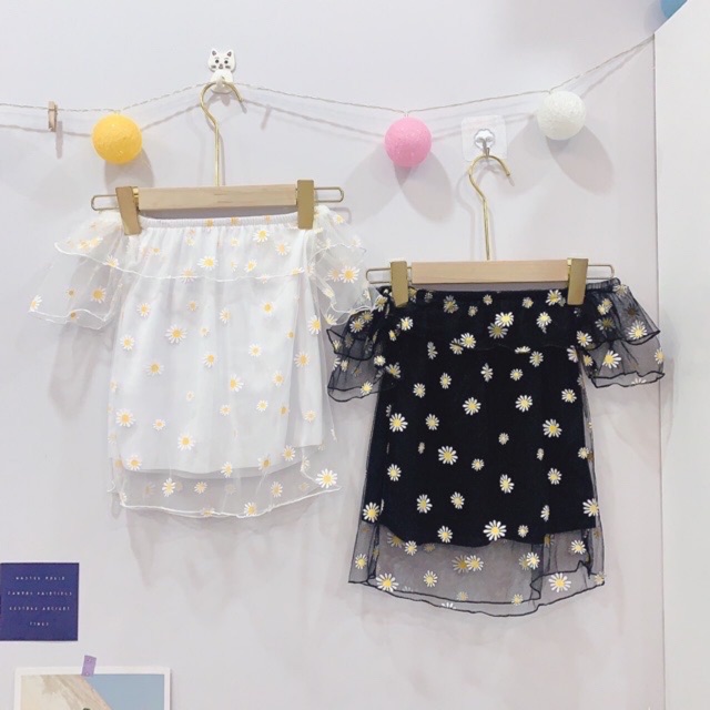 [ Mã WASTAPR giảm 10K đơn 50K] ÁO TRỄ VAI HOA CÚC PHỐI LƯỚI | BigBuy360 - bigbuy360.vn