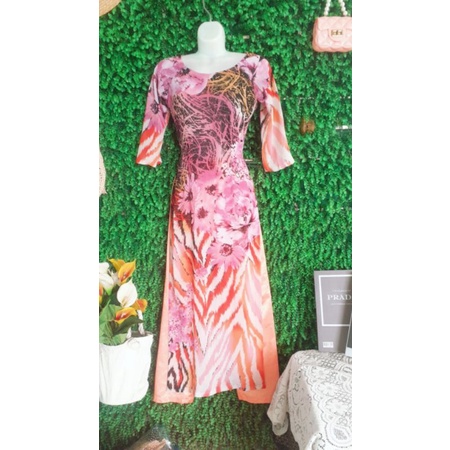 Thanh lý bộ áo dài voan hoa eo&lt;60cm
