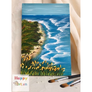 Tranh canvas vẽ tay hoa vàng trên cát