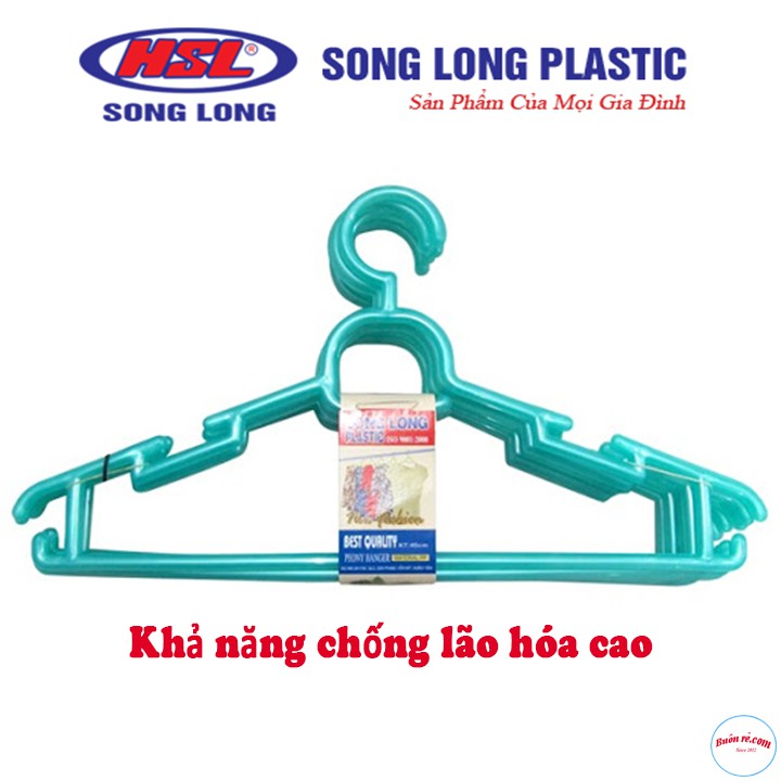 Combo 10 móc nhựa Song Long phơi quần áo tiện ích cỡ trung dày dặn br00476