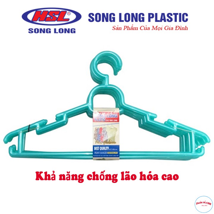 Combo 10 móc nhựa treo quần áo Song Long dày dặn cỡ trung br00476