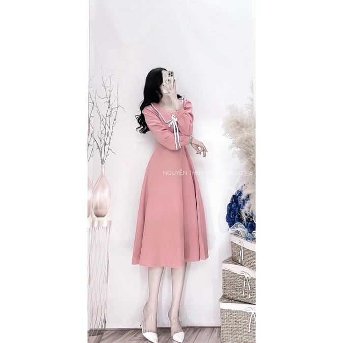 (Mẫu Mới) Mẫu HOT Đầm Xuông Cổ Nơ Chưa Bao Giờ Là Lỗi Thời Cho Các Nàng Mặc Đi Chơi ĐI Tiệc UP h.h.p