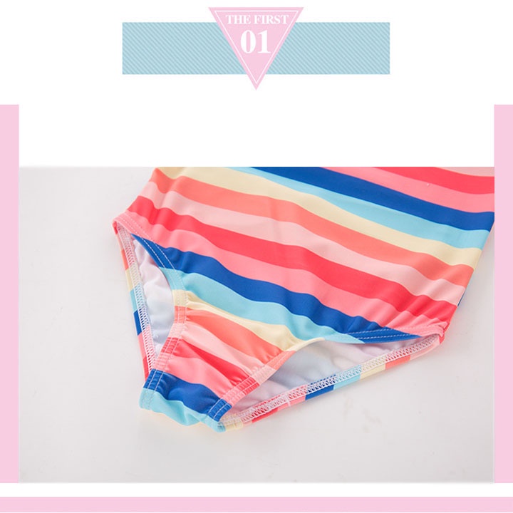 - Đồ bơi một mảnh kẻ sọc màu cầu vồng cho bé gái - NINEDRA