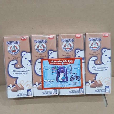 Sữa Nestle Hương Sô cô la Thụy Sĩ Vỉ 4 hộp x 180ml