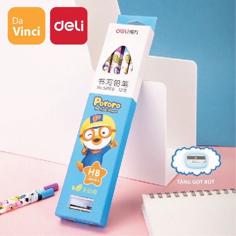 [ DaVinci ] Bút chì học sinh HB Deli - họa tiết xinh xắn,  1 hộp 12 cây bút chì