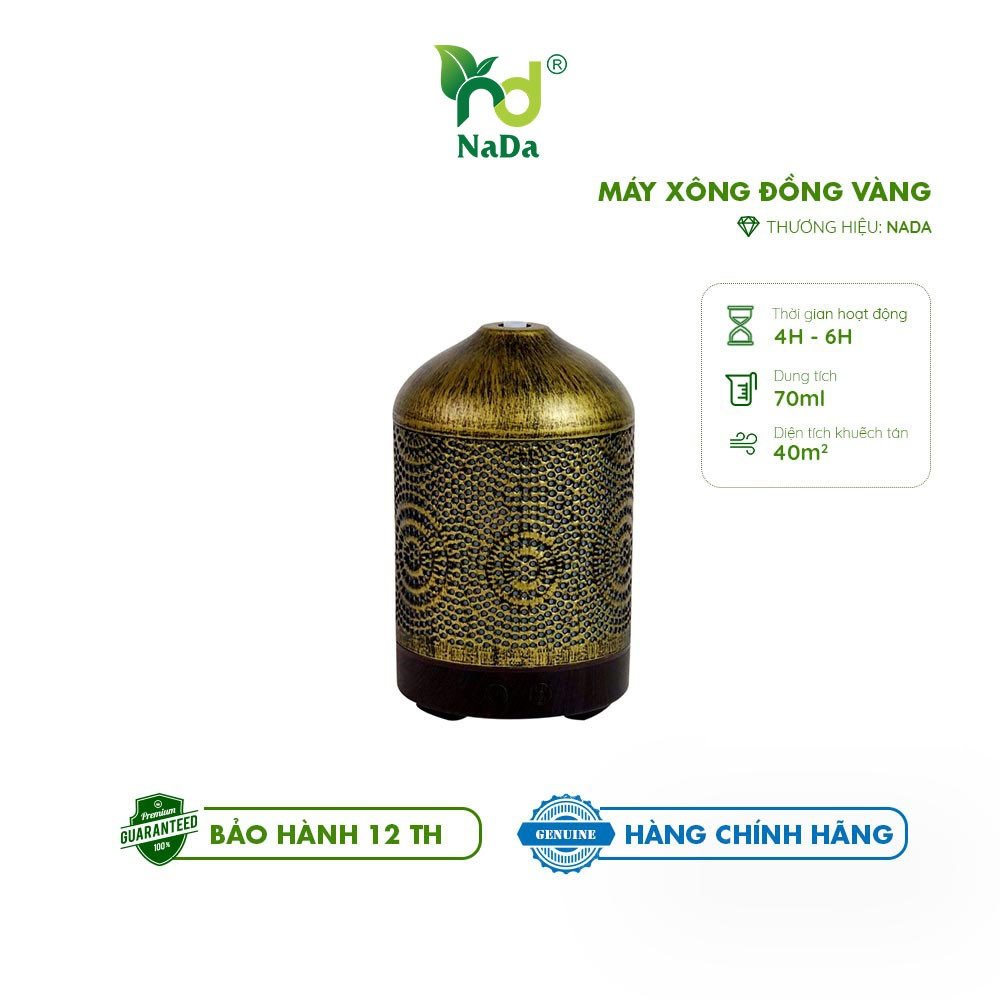 Máy xông tinh dầu đồng vàng Nada - Nada Oils | Khuếch tán tinh dầu | Chất lượng số 1 | Bảo hành 12 tháng