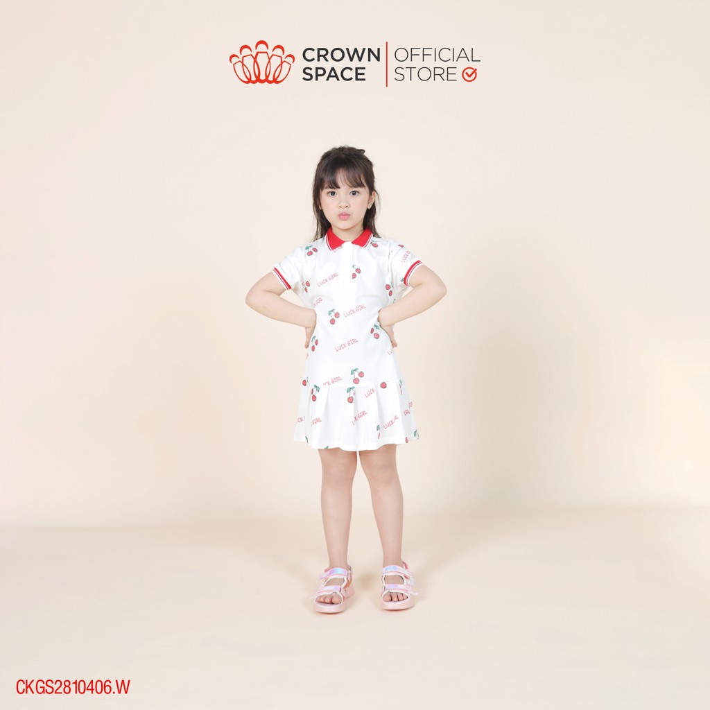 Váy đầm trắng Cherry cho bé gái chính hãng Crown Space CKGS2810406.W