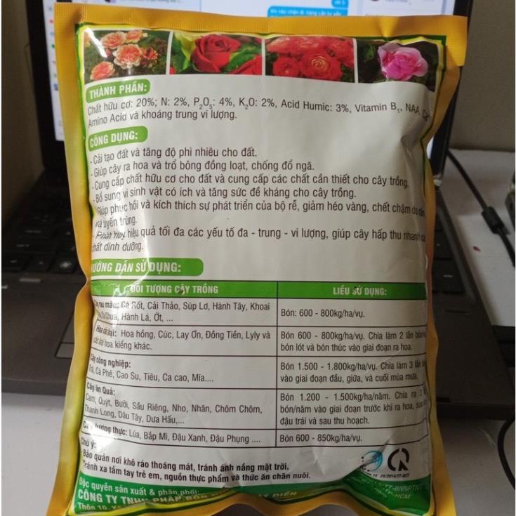 PHÂN BÓN HỮU CƠ CHO HOA HỒNG- CÂY CẢNH GREEN FARM 1KG