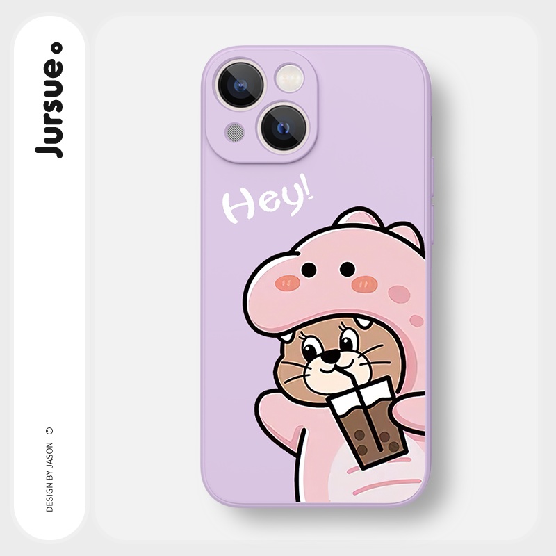Ốp lưng JURSUE hoạt hình cặp đôi dễ thương đẹp Cho iPhone 14 13 12 11 Pro Max SE 2020 X XR XS 8 7 ip 6S 6 Plus kute Y2144
