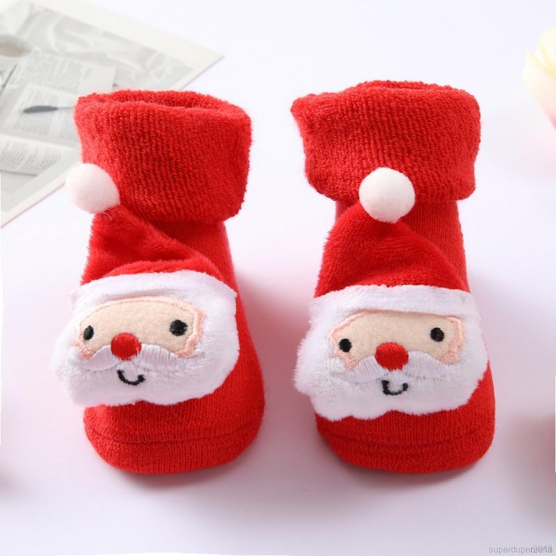 Vớ cotton họa tiết giáng sinh dễ thương cho trẻ sơ sinh