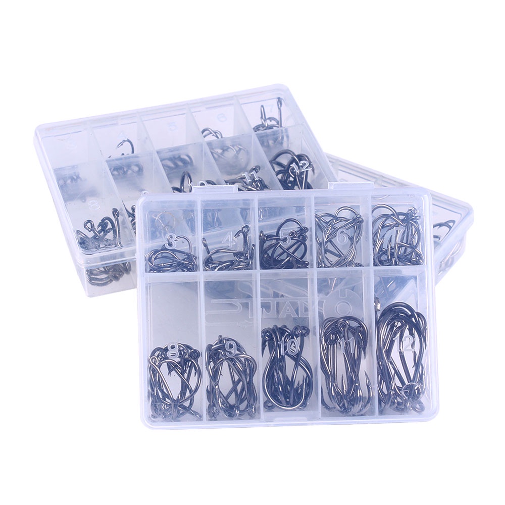 Hengjia 100 Chiếc 3#-12# Bộ Móc Câu Cá Bằng Thép Carbon Chất Lượng Cao