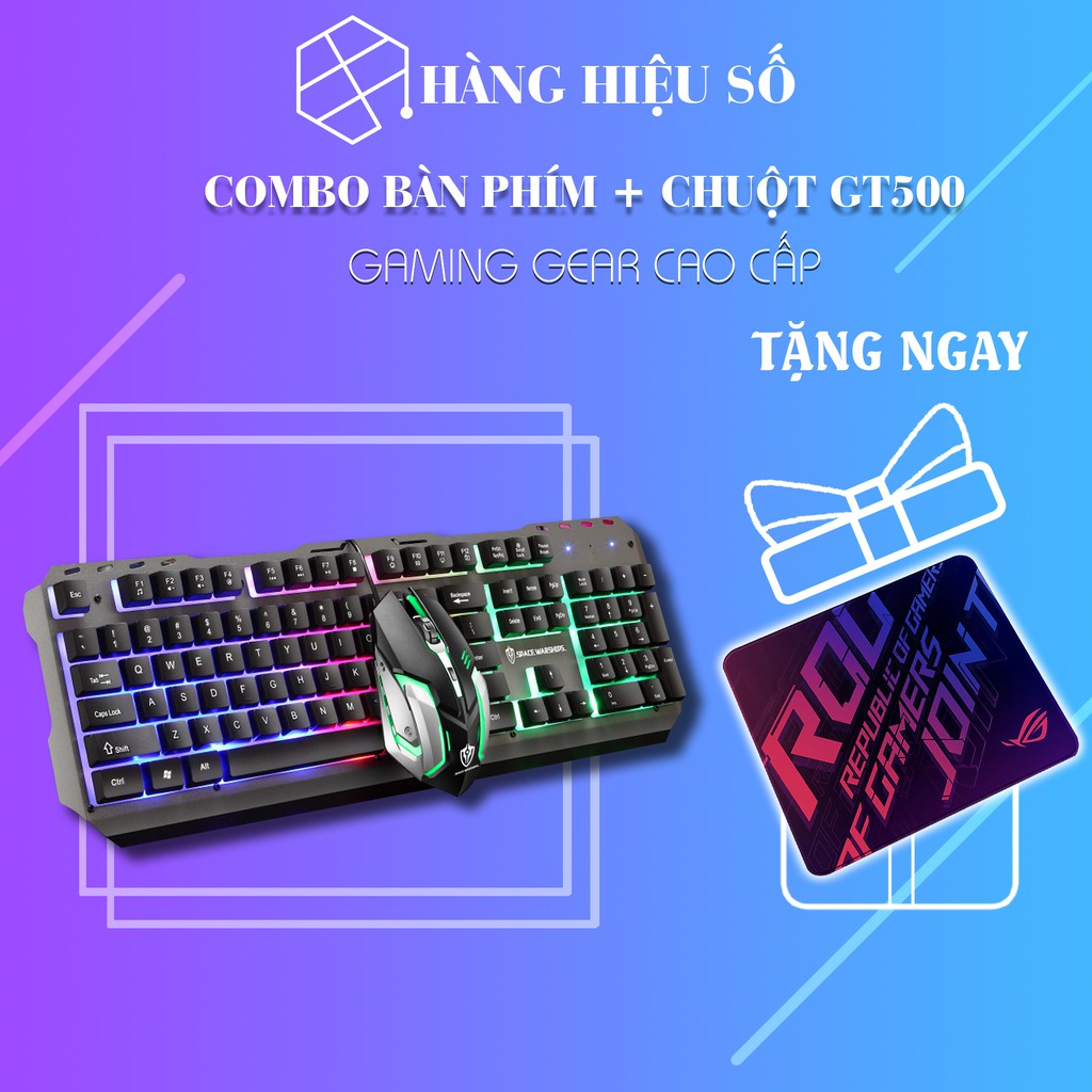 (Tặng chuột + pad chuột ASUS ROG) Bộ bàn phím chuột giả cơ chuyên game cao cấp GT500 SUPER PRO 2020 CHUYÊN GAME CAO CẤP