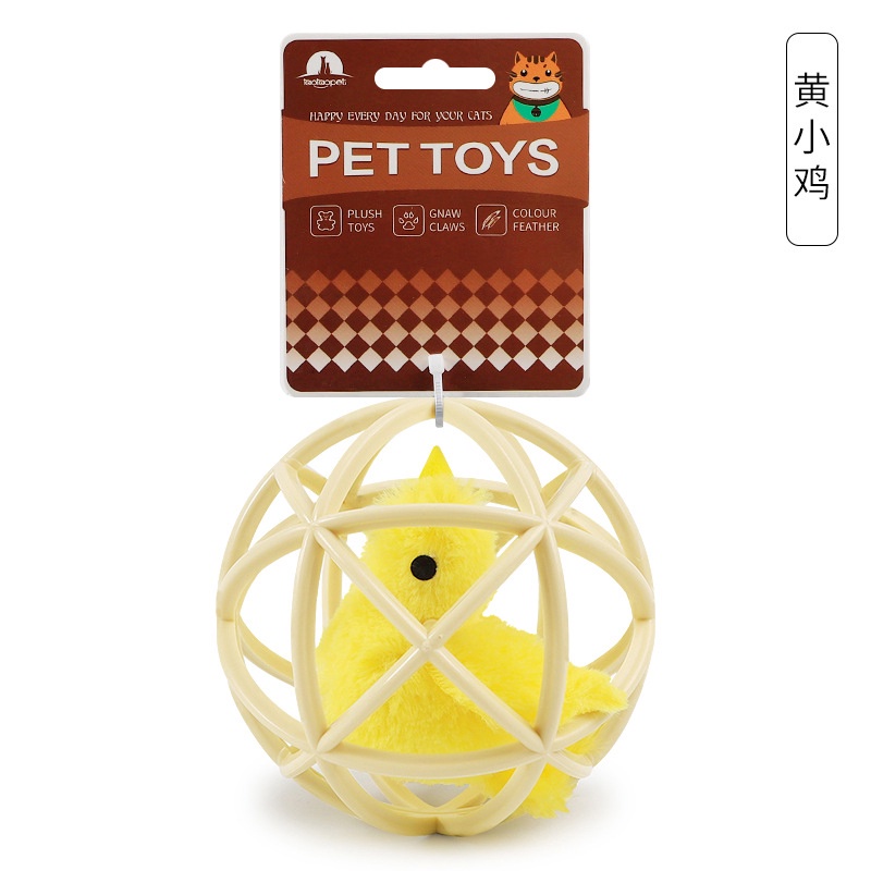 stock 【Fur Cat】Pet Toys  New Weird Electronic Simulation Sound Prisoner's Cage Woven Ball Cat Toy Spherical Prisoner's Cage Rabbit Skin Mouse