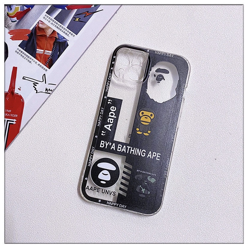 Ốp Điện Thoại TPU Mềm Chống Sốc In Logo BAPE Cho IPhone 14 12 PRO 12Promax mini 11 PRO 11PROMAX 13 PRO 13PROMAX Xs Max XR 6 7 8 Plus
