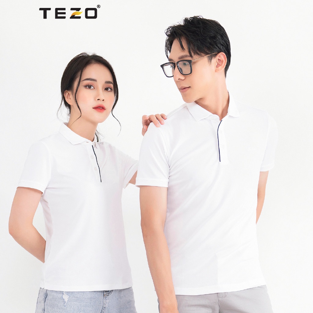 Áo polo nam nữ Tezo nẹp cổ phối viền thoáng mát thun có cổ lịch sự chuẩn form 2103APCB02TRT