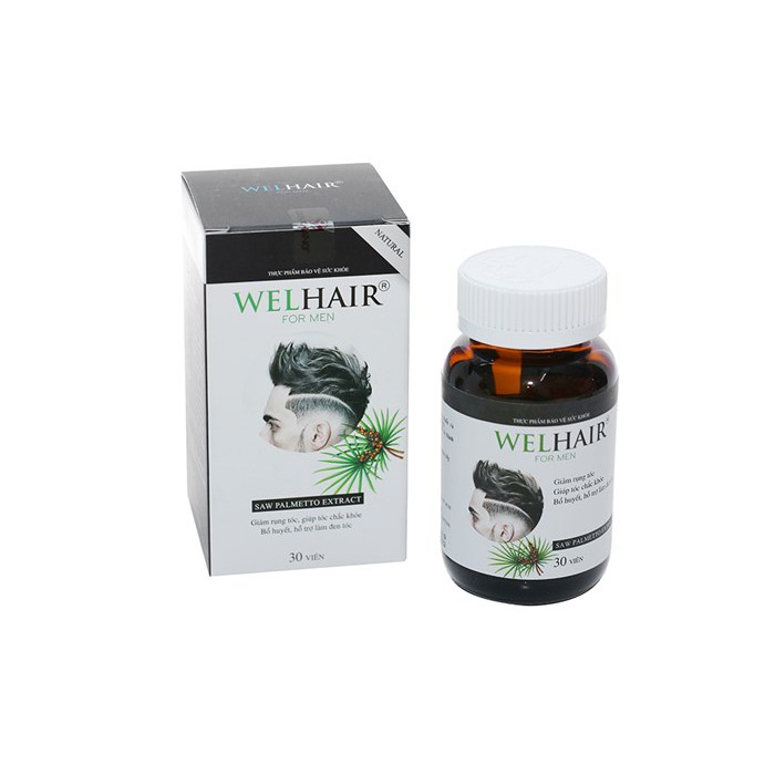 Giảm rụng tóc Welhair For Men - Hỗ trợ bổ huyết, làm đen tóc, giúp tóc chắc khỏe, giảm rụng tóc, hạn chế tóc hư tổn