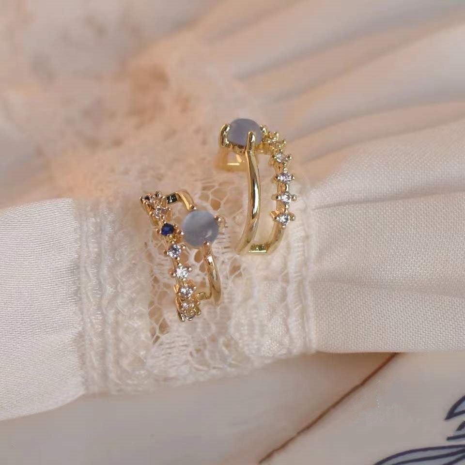 Khuyên Tai Đính Đá Opal Màu Sắc Thời Trang Cho Nữ