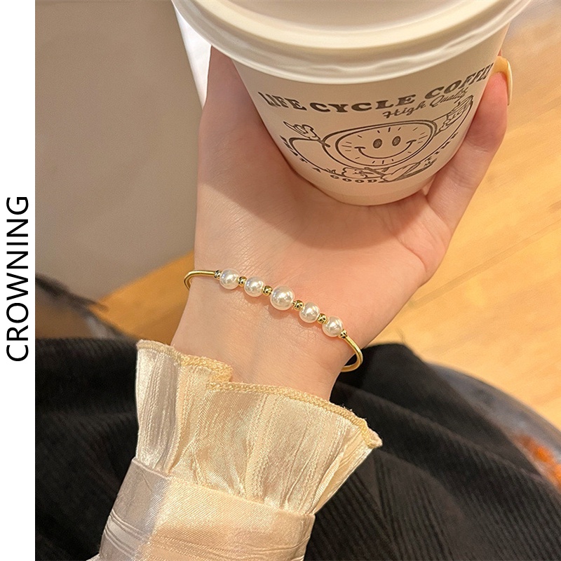 Vòng Tay Đính Hạt Ngọc Trai Nhân Tạo Sang Trọng Dành Cho Nữ