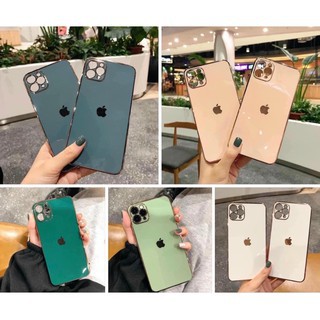 Ốp Lưng Kính Iphone 💖 𝘍𝘳𝘦𝘦𝘴𝘩𝘪𝘱 💖 Ốp Dẻo Viền Vuông Màu Đen Giả IPhone 12 Bảo Vệ Camera