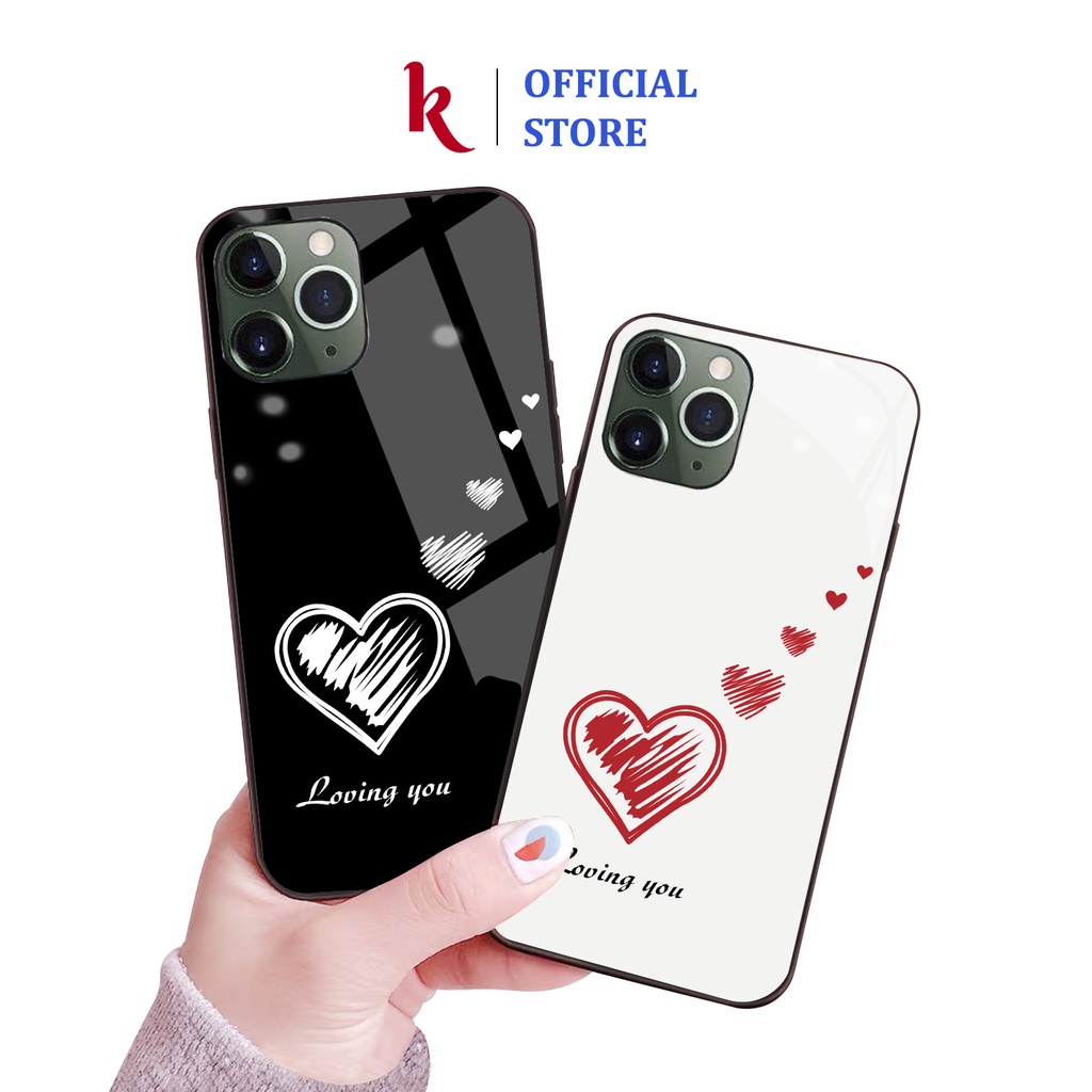 Ốp lưng iphone kính cặp đôi thả tim case 14 14plus 13 pro max 12 promax 11 mini 6 6s 7 8 plus x xr xs