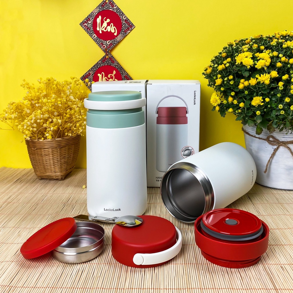 HỘP GIỮ NHIỆT ĐỰNG THỨC ĂN FOOD JAR LOCK 1L LHC8043 kèm muỗng gấp gọn