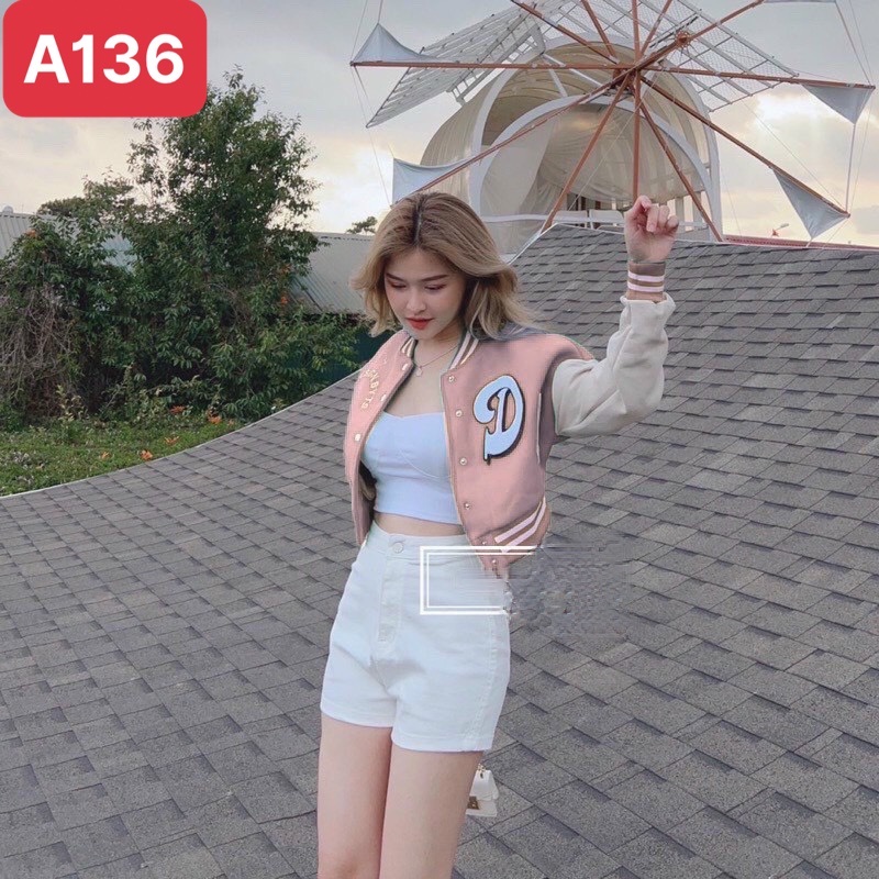 Áo khoác Bomber nữ  2 lớp  in chữ đơn giản cực xinh thời thượng