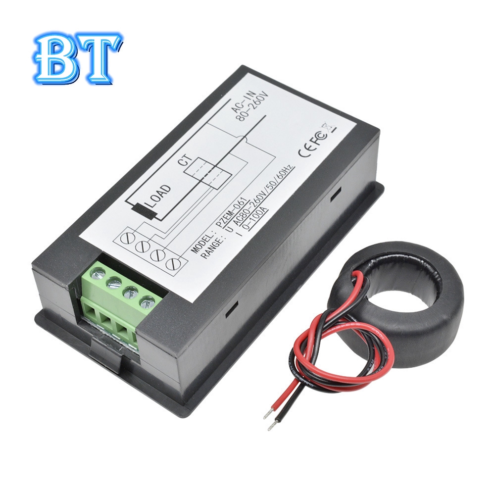 Đồng Hồ Đo Dòng Điện AC 80-260V 0-100A AC 100A 110V 220V Có Màn Hình LCD