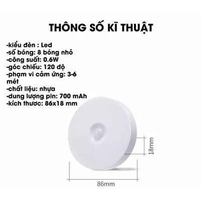 Đèn Cảm Ứng Chuyển Động, Đèn LED Dán Tường Cảm Biến Thông Minh Gắn Tủ Quần Áo, Hành Lang, Đèn Duy Thắng,Kèm Sạc USB