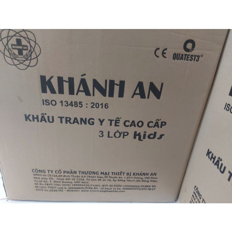 Hộp 50 cái khẩu trang y tế trẻ em chính hãng thương hiệu khánh an