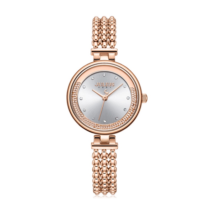 Julius Đồng Hồ quartz Mặt Tròn Đính Hạt Lấp Lánh Chống Thấm Nước Phong Cách Hàn Quốc 1285