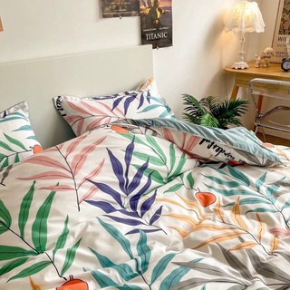 Bộ chăn ga coton poly lá cọ xanh
