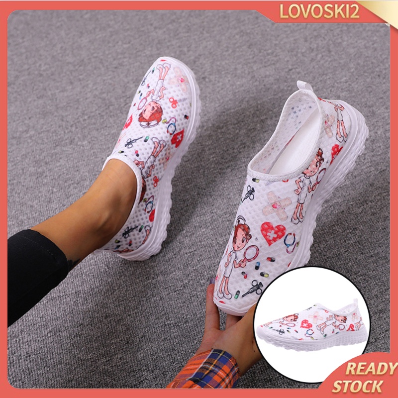 [LOVO] Nurse Doctor Women Sneakers Cosplay Slip On Mesh Cosplay Cartoon Shoes