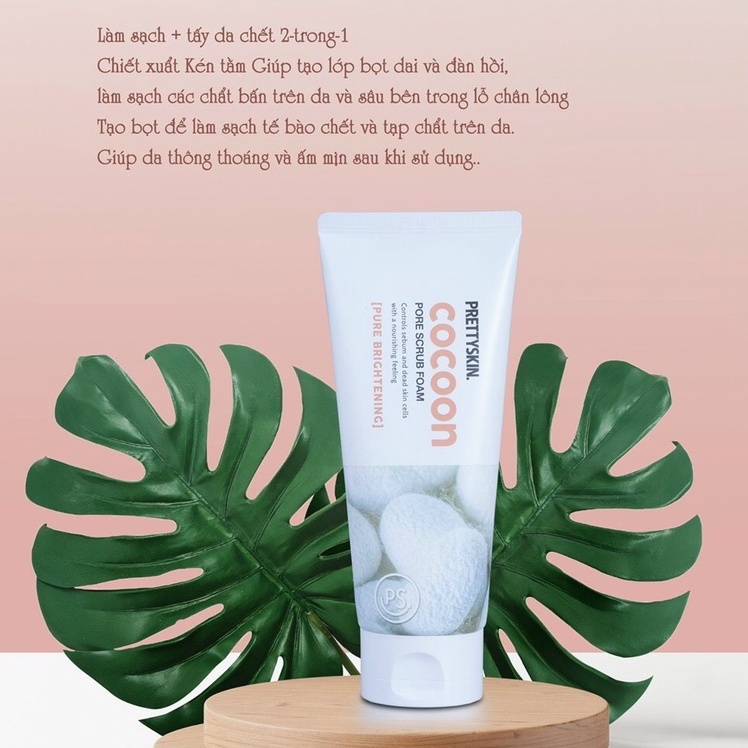 Sữa Rửa Mặt Tẩy Da Chết Kén Tằm Pretty Skin - PrettySkin Cocoon Pore Scrub Foam 150ml