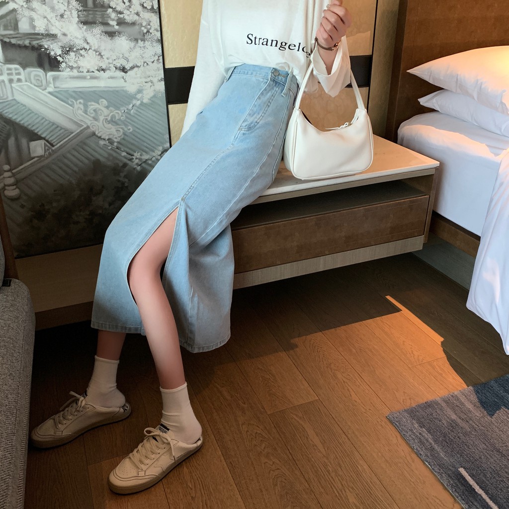 Chân Váy Denim Xiaozhainv Lưng Cao Phong Cách Hàn Quốc Cho Nữ | BigBuy360 - bigbuy360.vn