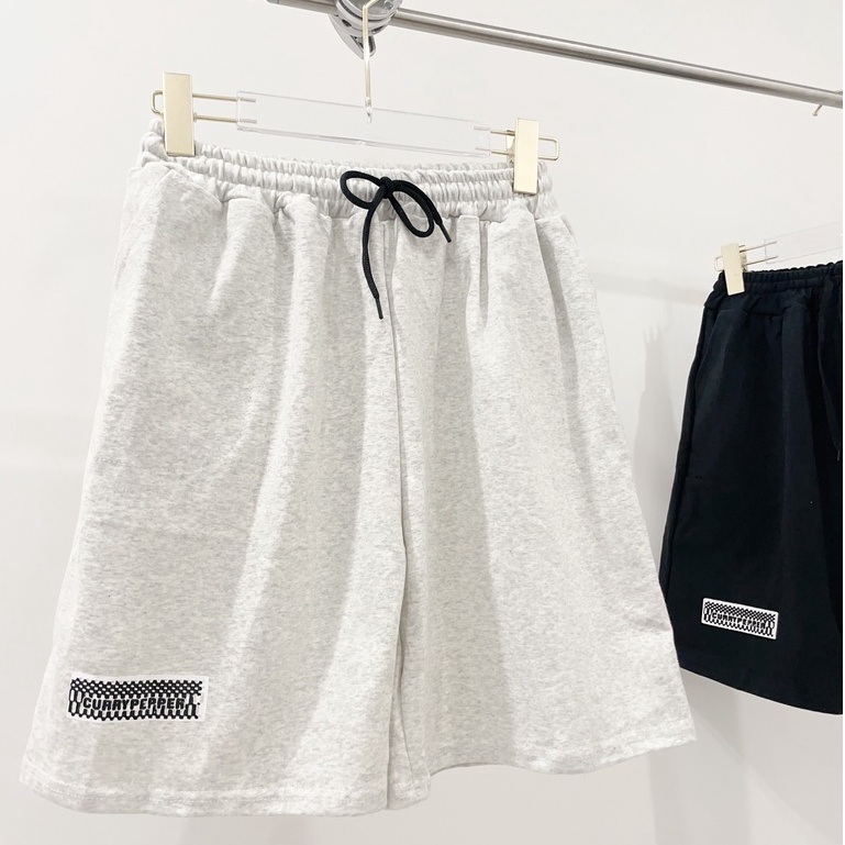 Quần short unisex form rộng CURIPER nam nữ hai màu đen xám chất nỉ cotton phong cách Ulzzang