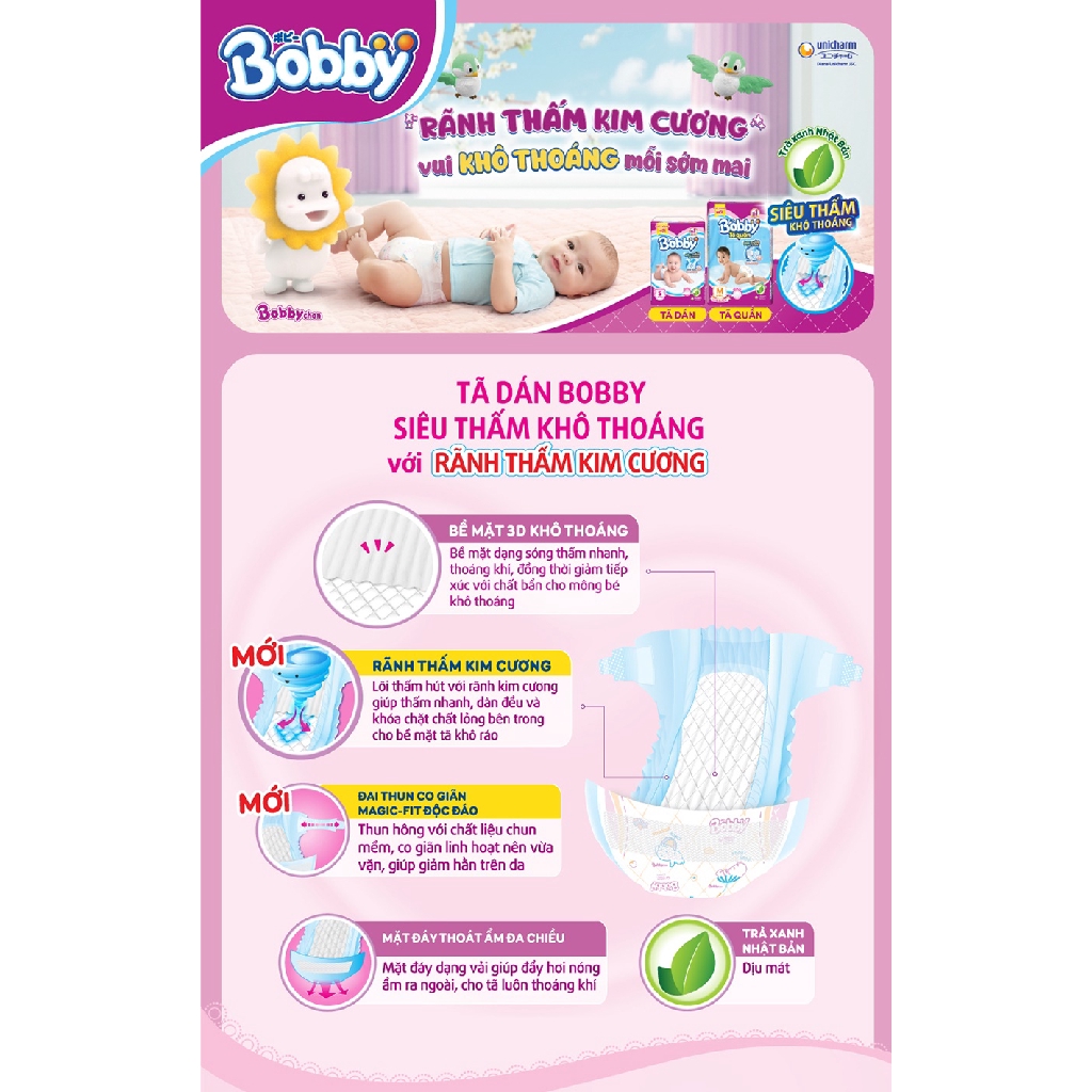 [KHUYẾN MÃI] Tã/Bỉm Dán Bobby Siêu Mỏng XS72/S56_Duchuymilk