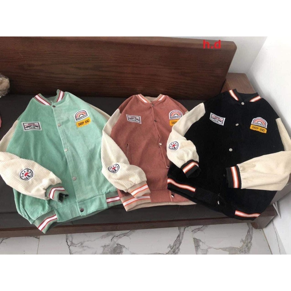 [Ảnh thật] Áo khoác bomber nhung tăm unisex Deep and_Áo khoác nam nữ tay bồng basic, cá tính, hottrend