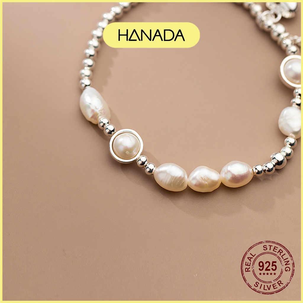 Lắc Tay Bạc 925 Hanada Vòng Tay Cham Trái Tim Bi Phối N.gọc Hanada 1037 H13