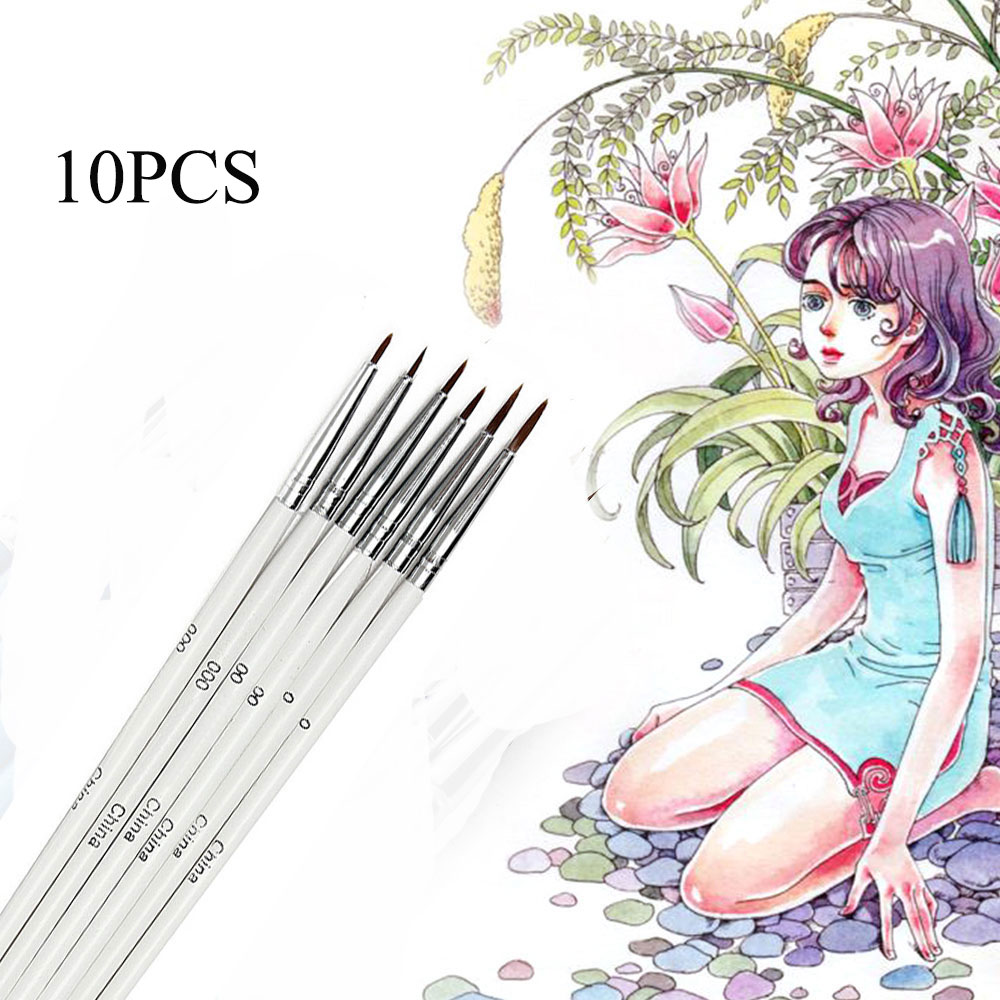 FASHYUNER Set 10 cọ vẽ màu nước bằng gỗ chuyên dụng nhiều kích cỡ