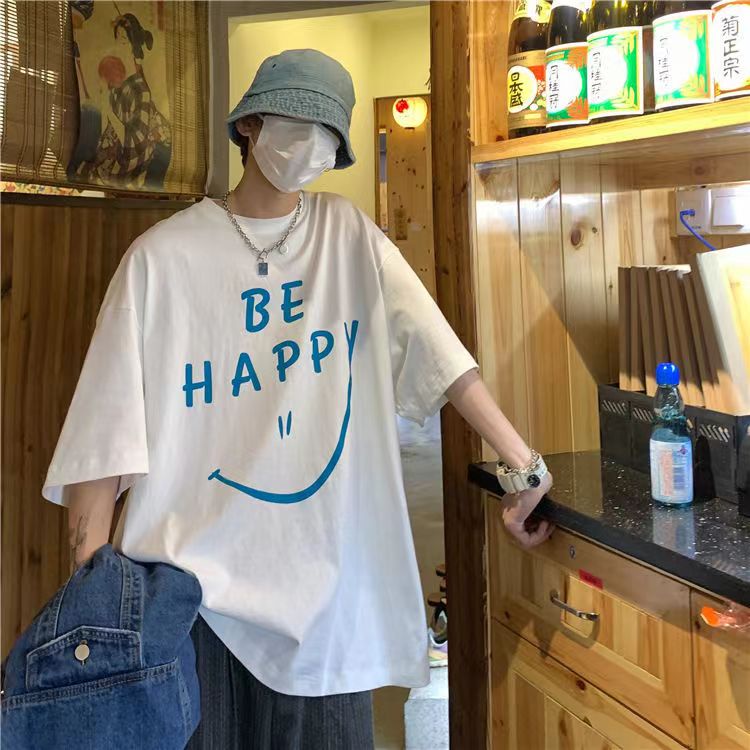 simple cotton áo phông oversize phong cách Hàn Quốc unisex Áo thun anime bông áo thun kiểu nữ  trắng retro áo thun thể thao nam