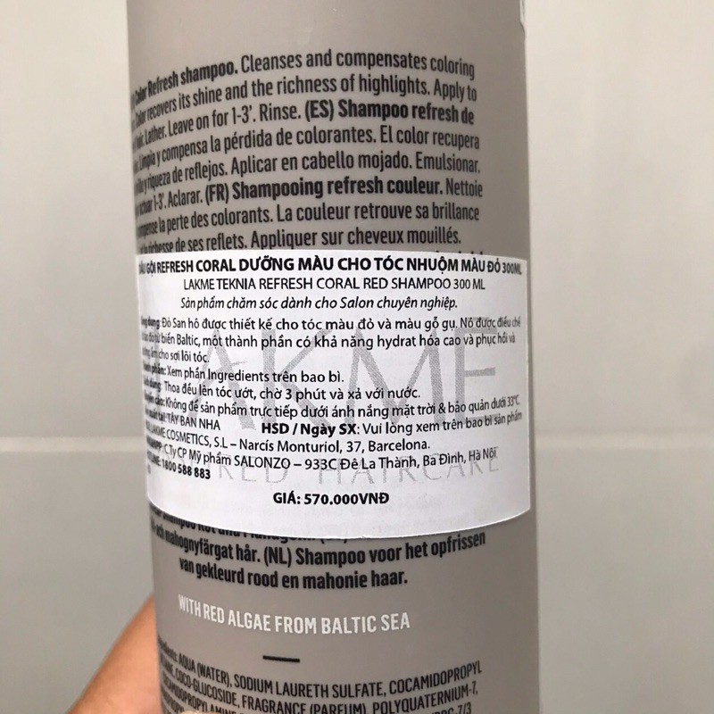 Dầu gội cho tóc nhuộm đỏ Lakme Teknia Ultra Red Shampoo Refresh 300m