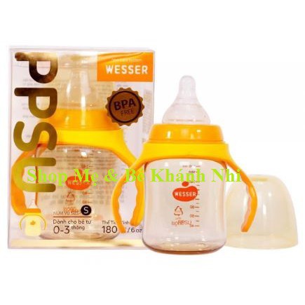 Bình Sữa Wesser Cổ Rộng PPSU 180ml/260ml 🎀 FREESHIP 🎀 Bình Sữa Cổ Rộng Wesser PPSU 180/260ml