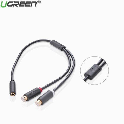 Cáp Chuyển Đổi 3.5mm Cái sang 2 Đầu RCA Cái UGREEN 10562 - Hàng Chính Hãng