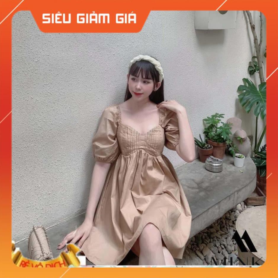 [FLASHSALE] ĐẦM XẾP LY NGỰC - Chất Liệu Kaki Thun Nhập Khẩu - 3 màu Trắng/ Nude/ Hồng [HÀNG THIẾT KẾ] [HOT]