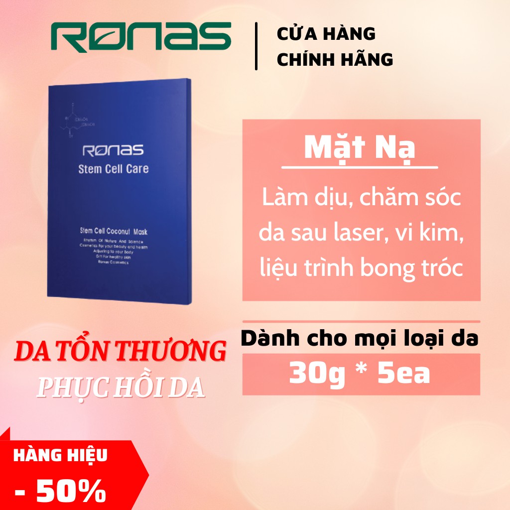 mặt nạ ronas stem cell Coconut phục hồi da sau lăn kim, nặn mụn, laser, giảm sưng viêm